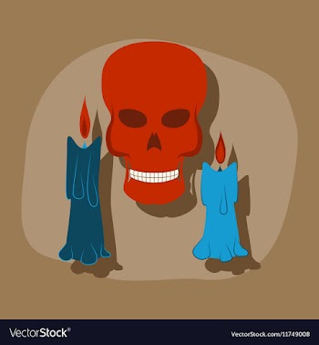 Paper sticker on stylish background candle skull vector image
