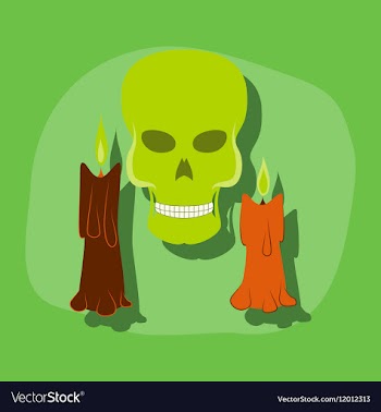 Paper sticker on stylish background candle skull vector image