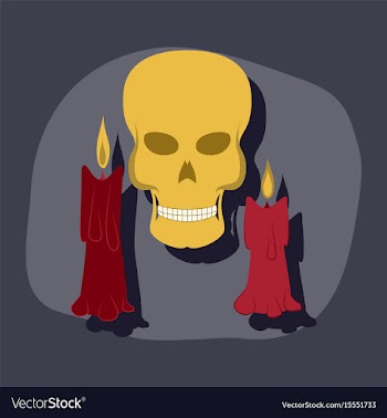 Paper sticker on stylish background candle skull vector image