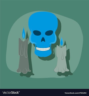 Paper sticker on stylish background candle skull vector image