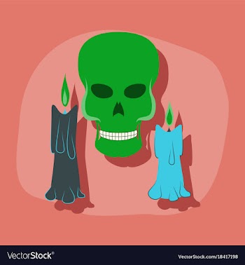 Paper sticker on stylish background candle skull vector image