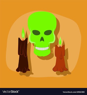 Paper sticker on stylish background candle skull vector image