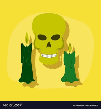 Paper sticker on stylish background candle skull vector image
