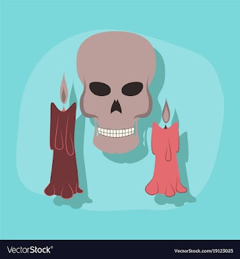 Paper sticker on stylish background candle skull vector image