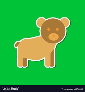 Paper sticker on stylish background cartoon bear vector image