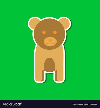 Paper sticker on stylish background cartoon bear vector image
