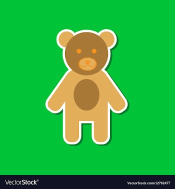 Paper sticker on stylish background cartoon bear vector image