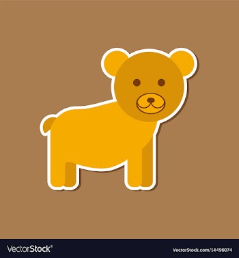 Paper sticker on stylish background cartoon bear vector image