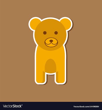 Paper sticker on stylish background cartoon bear vector image