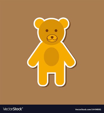 Paper sticker on stylish background cartoon bear vector image