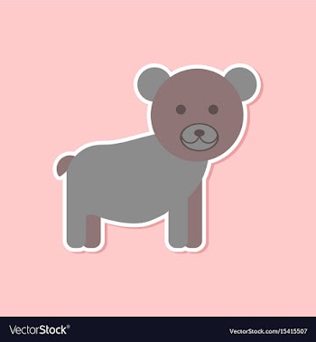 Paper sticker on stylish background cartoon bear vector image