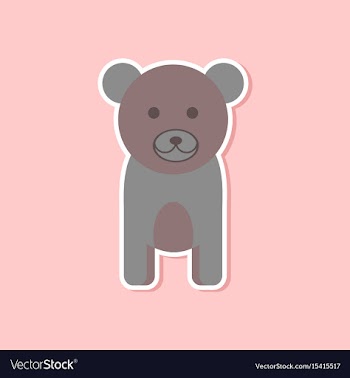 Paper sticker on stylish background cartoon bear vector image