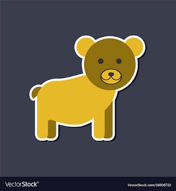 Paper sticker on stylish background cartoon bear vector image