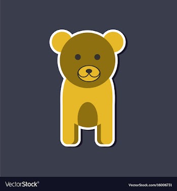 Paper sticker on stylish background cartoon bear vector image