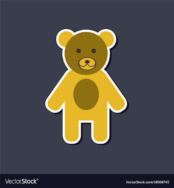 Paper sticker on stylish background cartoon bear vector image
