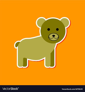 Paper sticker on stylish background cartoon bear vector image