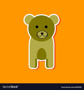 Paper sticker on stylish background cartoon bear vector image