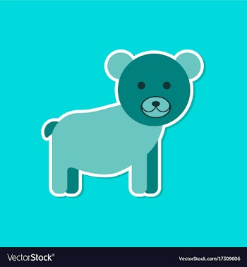 Paper sticker on stylish background cartoon bear vector image