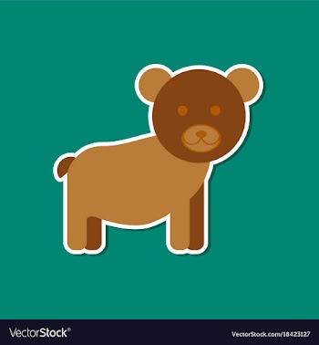 Paper sticker on stylish background cartoon bear vector image