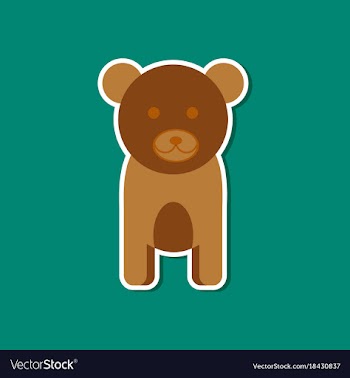 Paper sticker on stylish background cartoon bear vector image