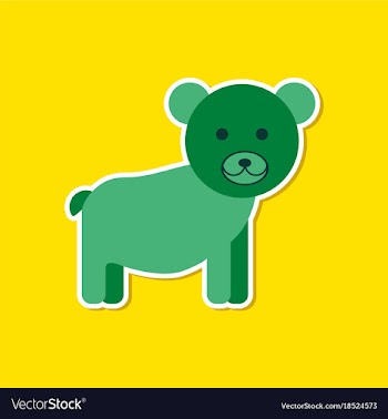 Paper sticker on stylish background cartoon bear vector image