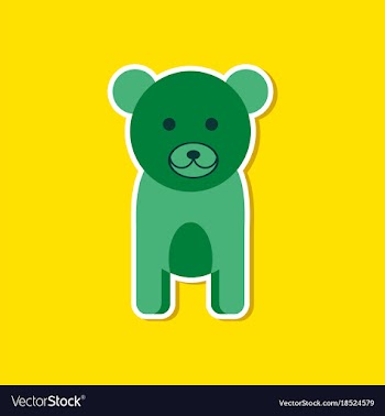 Paper sticker on stylish background cartoon bear vector image
