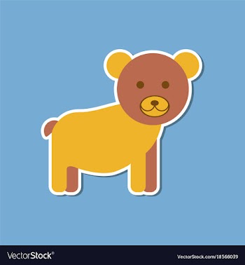 Paper sticker on stylish background cartoon bear vector image