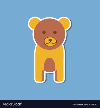 Paper sticker on stylish background cartoon bear vector image