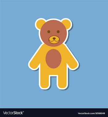 Paper sticker on stylish background cartoon bear vector image