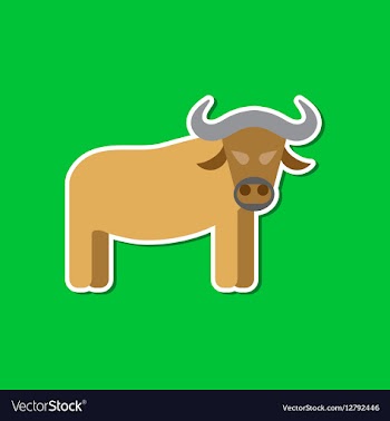 Paper sticker on stylish background cartoon bull vector image