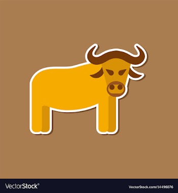 Paper sticker on stylish background cartoon bull vector image