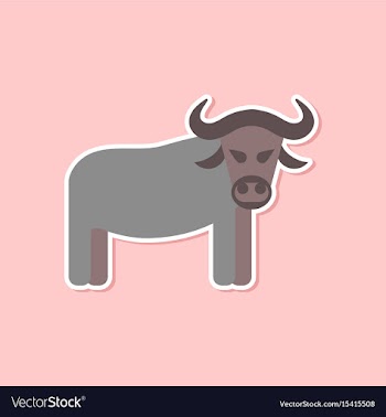 Paper sticker on stylish background cartoon bull vector image