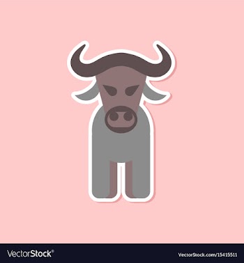 Paper sticker on stylish background cartoon bull vector image
