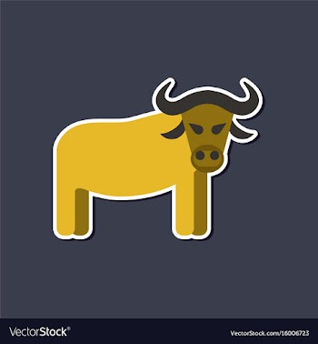 Paper sticker on stylish background cartoon bull vector image