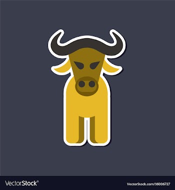 Paper sticker on stylish background cartoon bull vector image