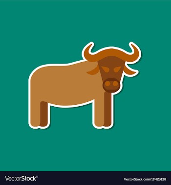 Paper sticker on stylish background cartoon bull vector image