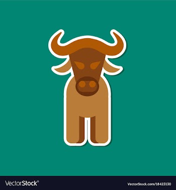Paper sticker on stylish background cartoon bull vector image