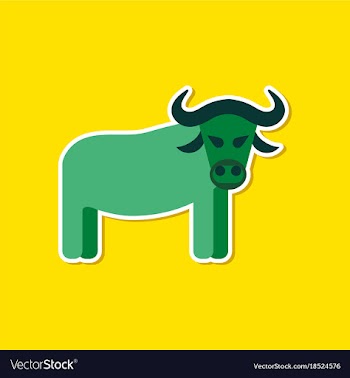 Paper sticker on stylish background cartoon bull vector image