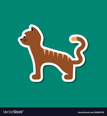 Paper sticker on stylish background cartoon cat vector image