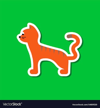 Paper sticker on stylish background cartoon cat vector image