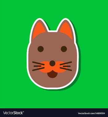 Paper sticker on stylish background cartoon cat vector image