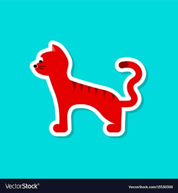 Paper sticker on stylish background cartoon cat vector image