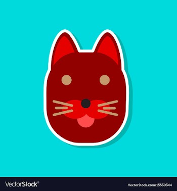 Paper sticker on stylish background cartoon cat vector image