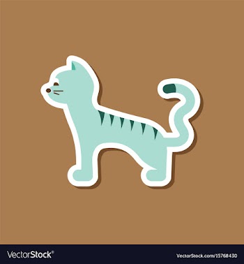 Paper sticker on stylish background cartoon cat vector image