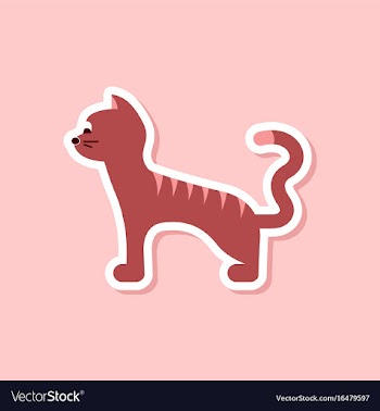 Paper sticker on stylish background cartoon cat vector image