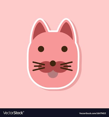 Paper sticker on stylish background cartoon cat vector image