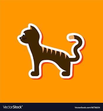 Paper sticker on stylish background cartoon cat vector image