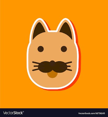 Paper sticker on stylish background cartoon cat vector image