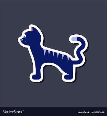 Paper sticker on stylish background cartoon cat vector image