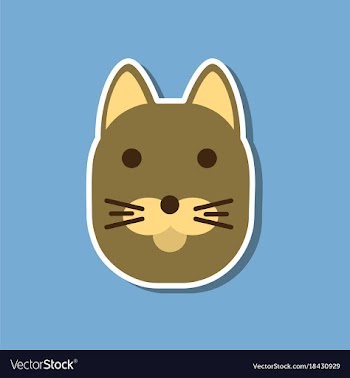 Paper sticker on stylish background cartoon cat vector image